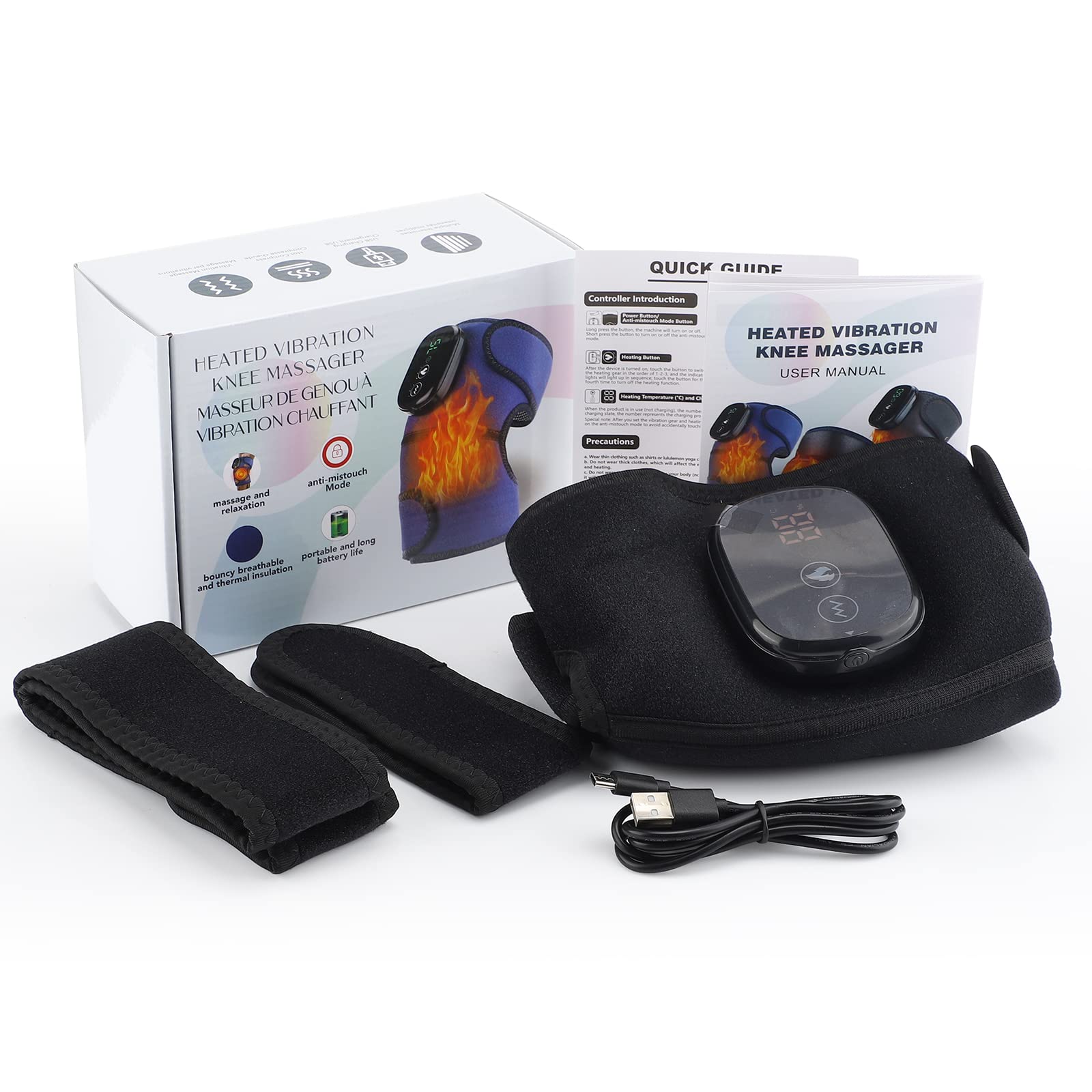 MOAJAZA Knee Massager w/ Heat & Vibration Heated Brace Arthritis Relief