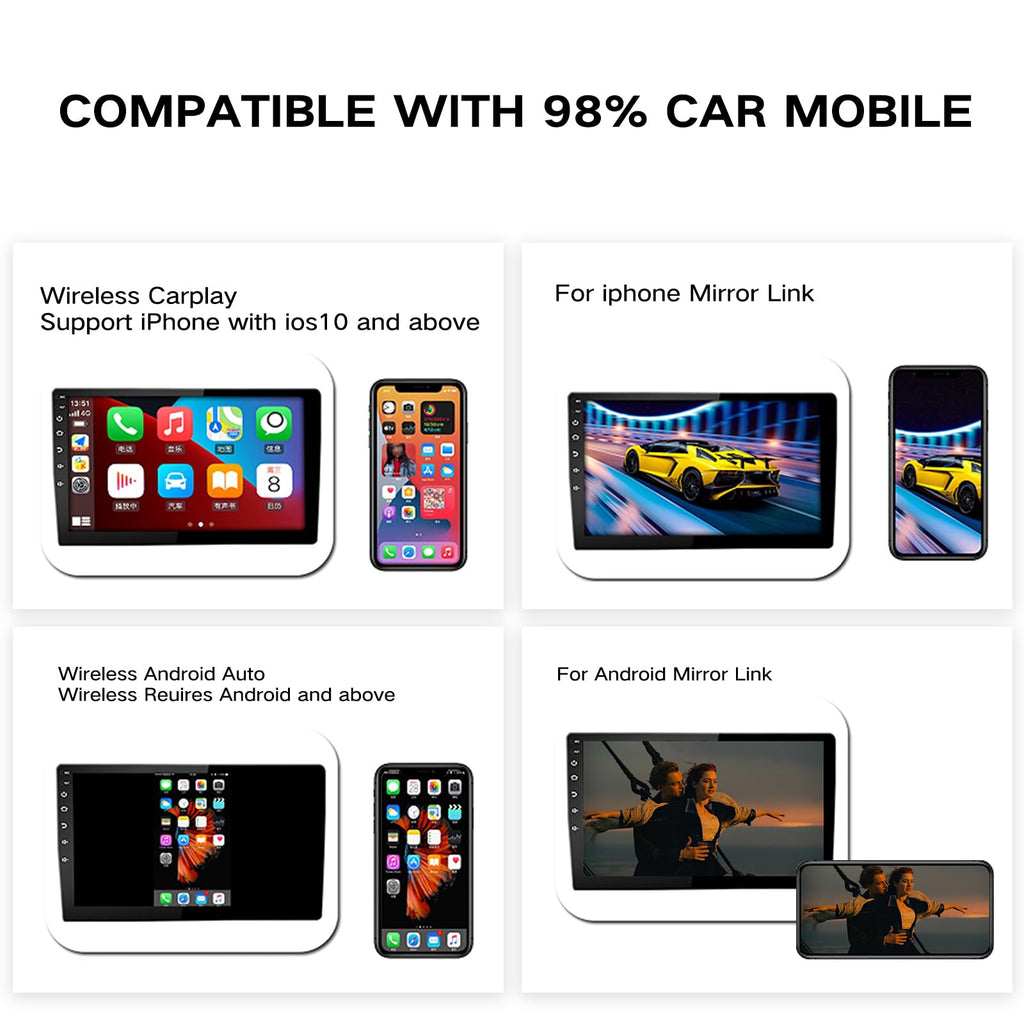 Wireless Carplay Adapter, 4 in 1 Wireless Android Auto Adapter Compatible with