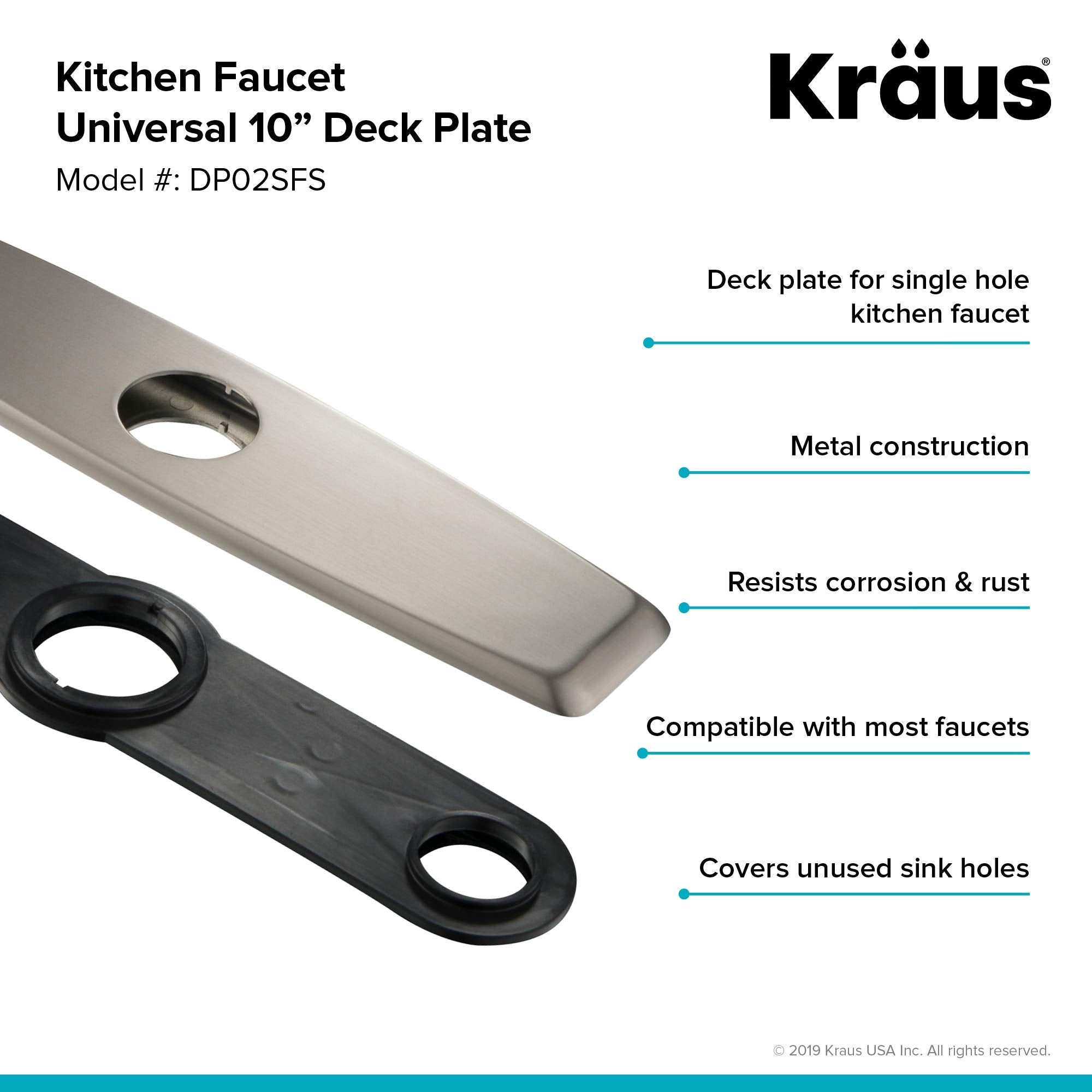 KRAUS Deck Plate for Bathroom Faucet in Spot Free Stainless Steel, BDP01SFS