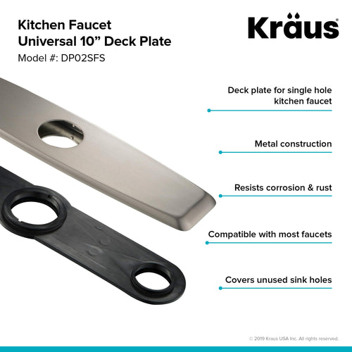 KRAUS Deck Plate for Bathroom Faucet in Spot Free Stainless Steel, BDP01SFS