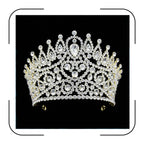 Large 5" Golden Rhinestone Crown Women Sparkly Quinceanera Pageant Tiara