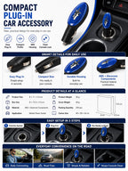 Amavheaf Compact Plug-in Car Accessory, Blue Vehicle Power Socket Accessory, ABS