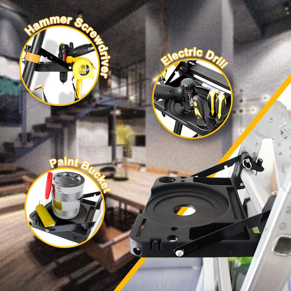 Ladder Platform Project Tray for Pail on Collapsible Ladder Summer, Telescoping