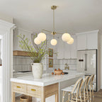Flyrose Modern Gold and White Chandelier Light Fixture Vintage Brass Globe