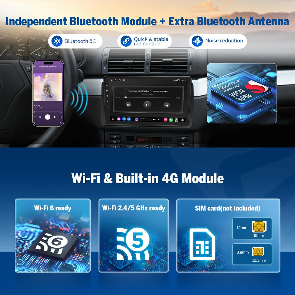 Eonon 9 in Android 13 Car Stereo for BMW E46 6+64GB CarPlay Android Auto GPS