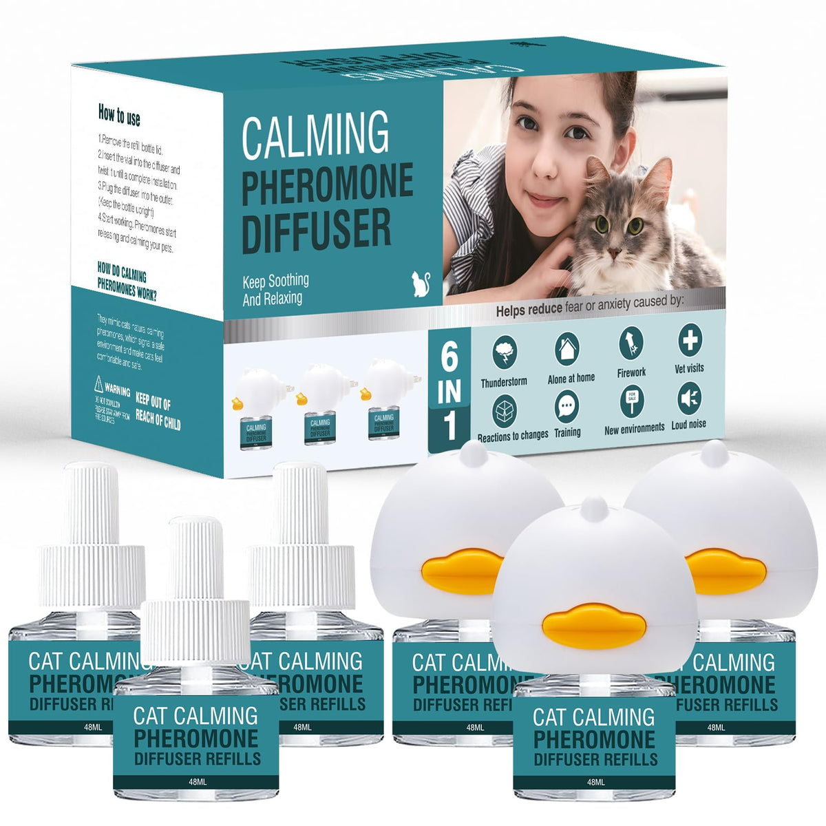 OPEN BOX - LIWENQI Cat Calming Diffuser 6 in 1 Multicat Calming Pheromones