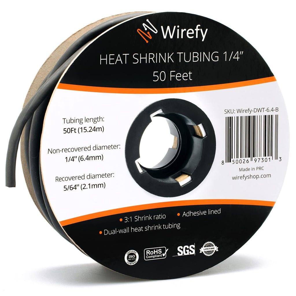 Wirefy | Heat Shrink Tubing - 1/2" inch - 3:1 Ratio - Adhesive Dual Wall