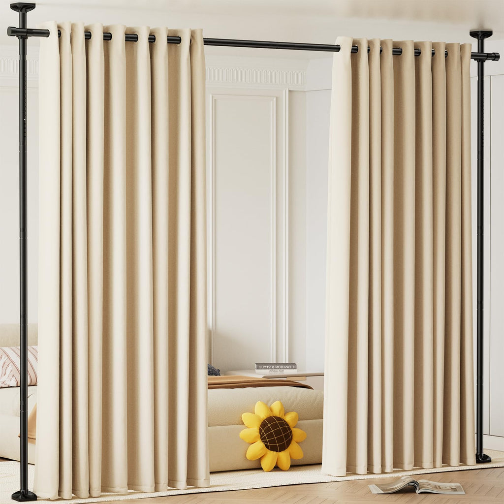 Bonpally Room Divider Curtain Rod, No Drilling Room Separator for Space