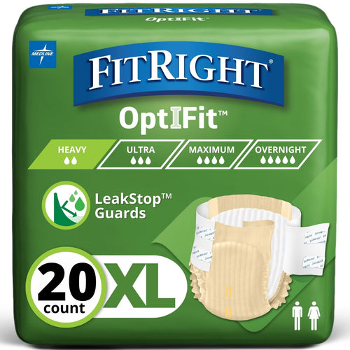 60 count FitRight Extra+ Adult Diapers, Disposable Incontinence Briefs,