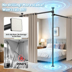 SUNALLY Tension Curtain Rod Room Divider 4-10FT No Drill Floor Ceiling Black
