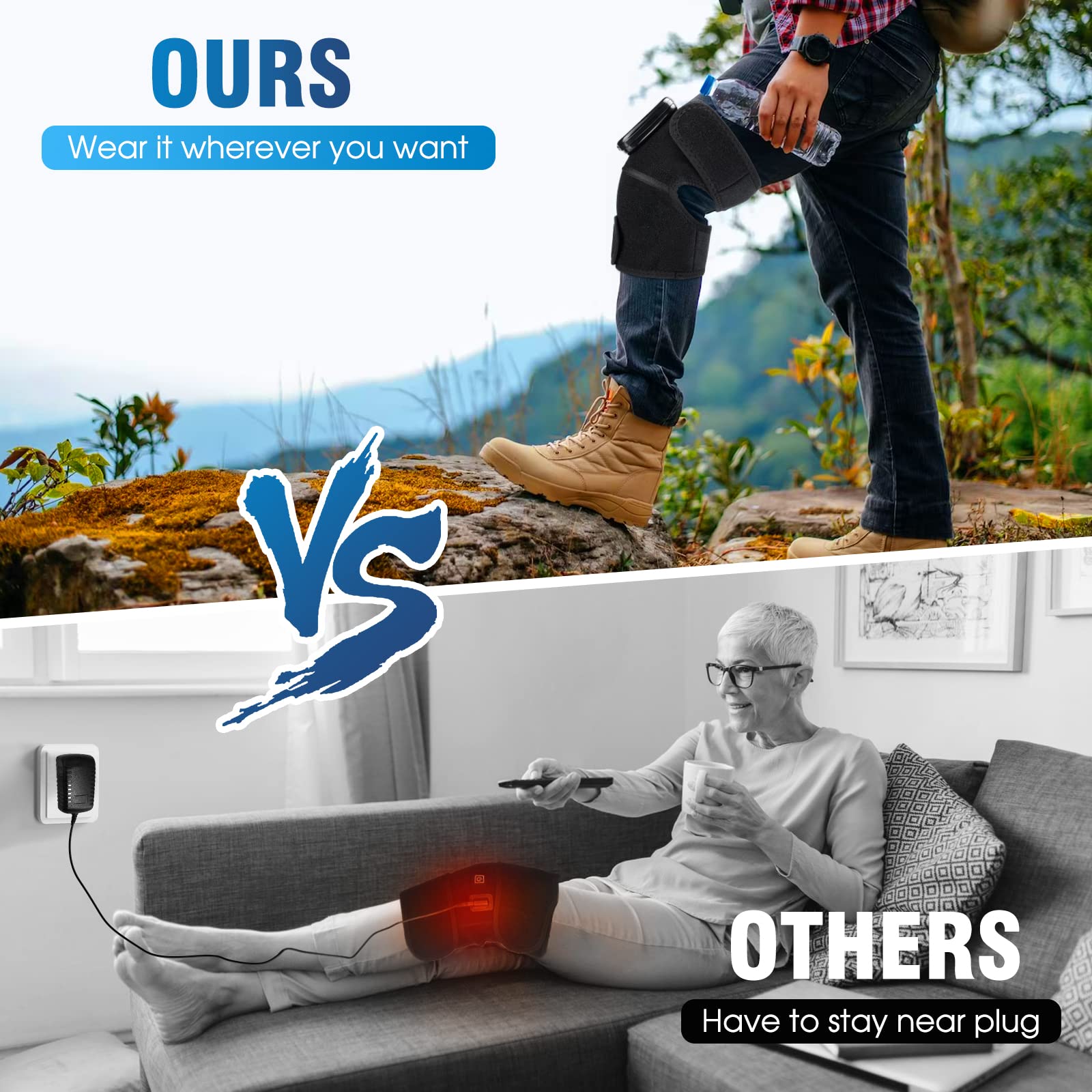 MOAJAZA Knee Massager w/ Heat & Vibration Heated Brace Arthritis Relief