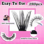 FANXITON DIY Individual Eyelash Extension Kit, Thick Volume Lash Clusters