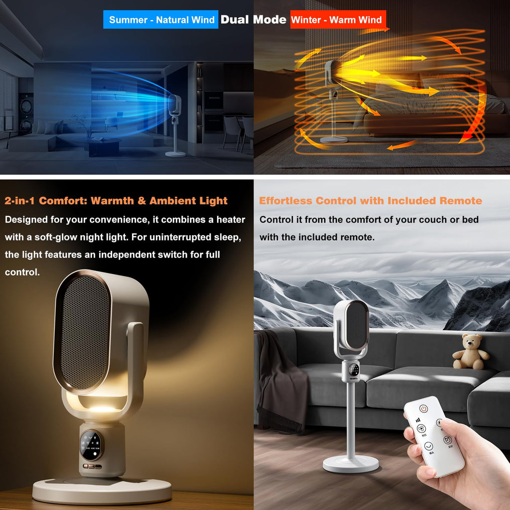 Greheywos 1500W Smart Space Heater with Thermostat, 120° Oscillation & Tilt