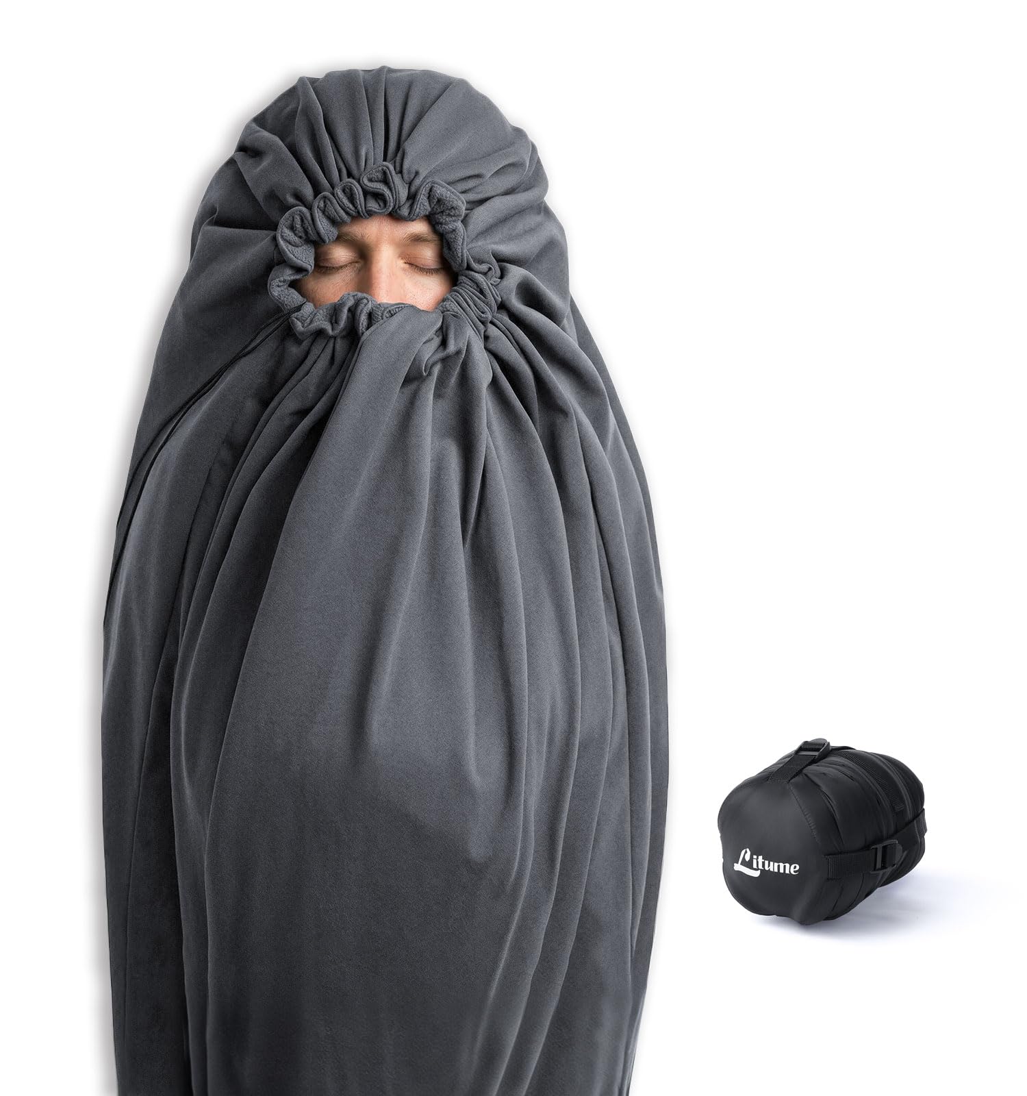 Litume All Season Fleece Sleeping Bag Liner Lightweight Mummy Sleeping Sack for