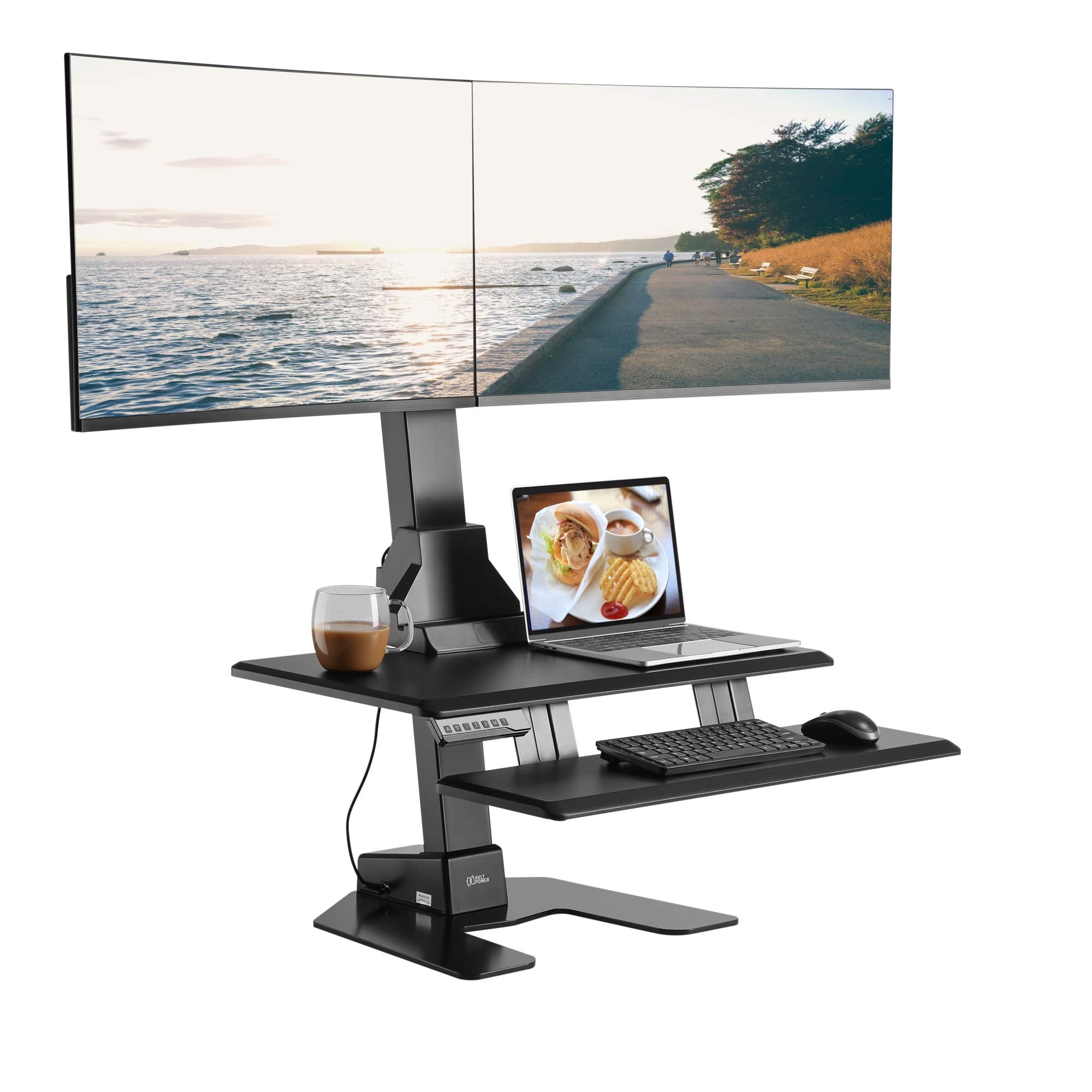 AVLT Electric Standing Desk Converter Triple 32" Monitor Sit Stand Riser