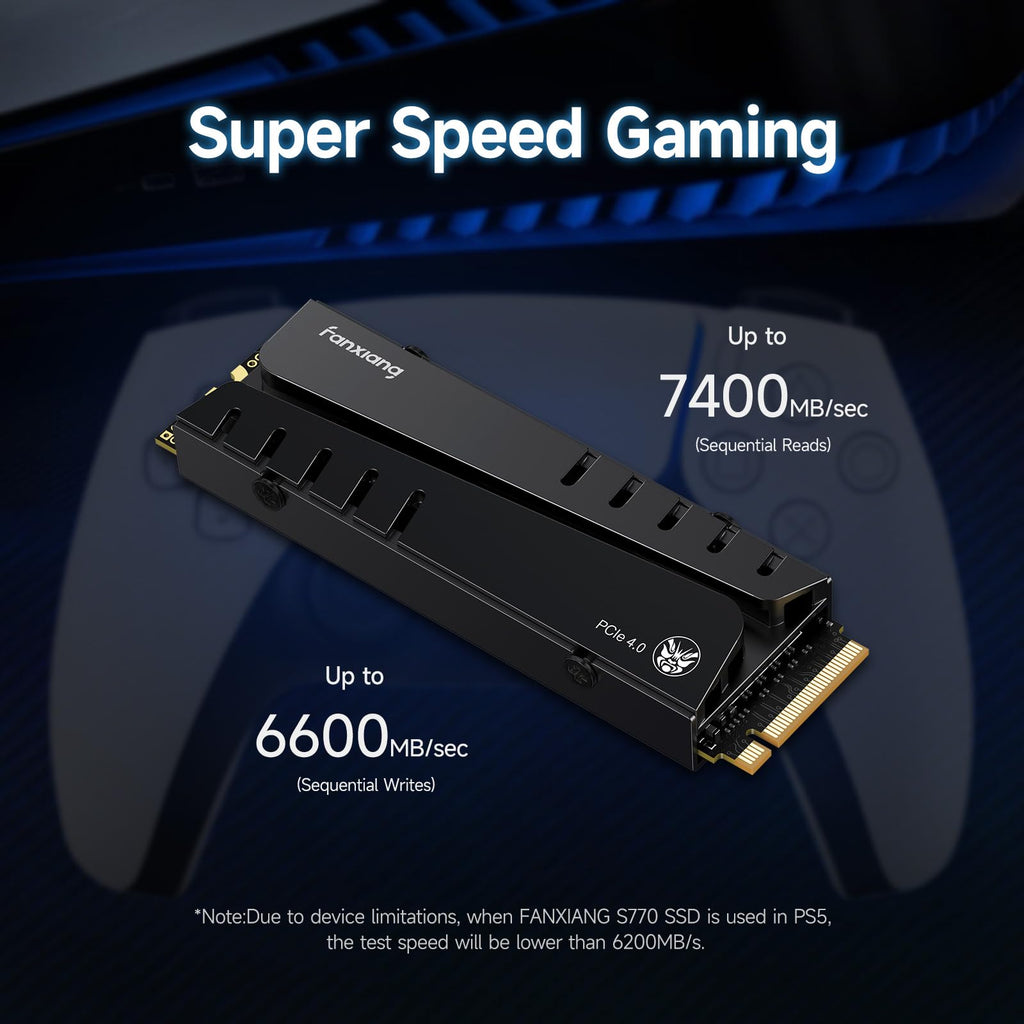 fanxiang S770 4TB NVMe M.2 SSD for PS5 - with Heatsink and DRAM, Up to 7300MB/s,