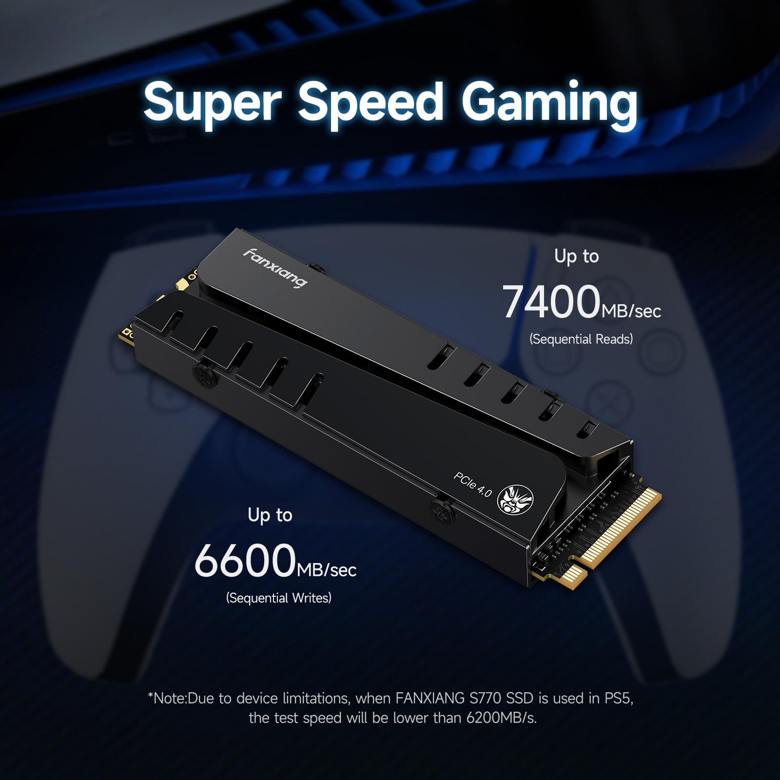 fanxiang S770 4TB NVMe M.2 SSD for PS5 - with Heatsink and DRAM, Up to 7300MB/s,