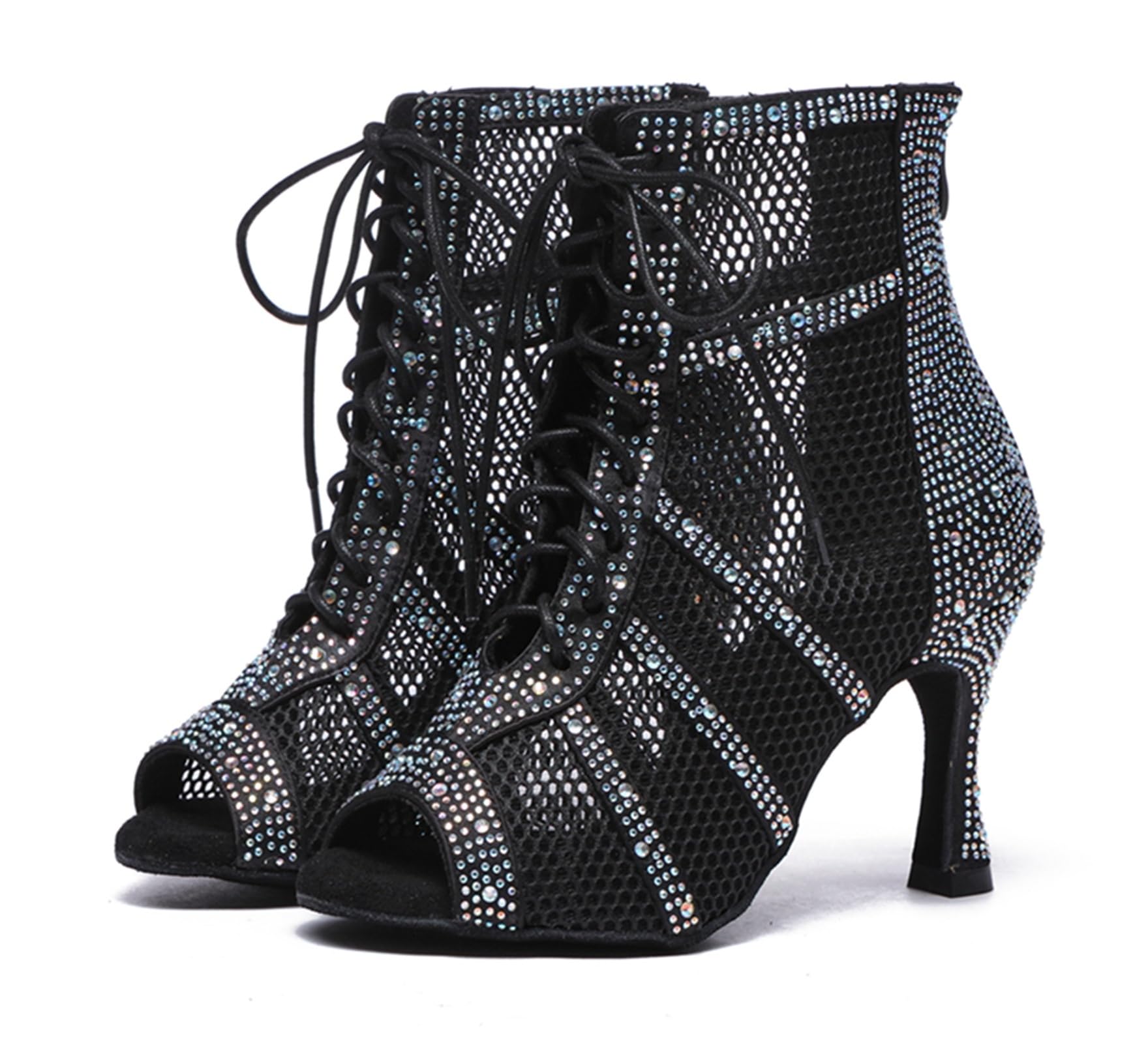 Minishion Sexy Dance Heels for Women Mesh Party Eveing Ankle Sandals Boots L567