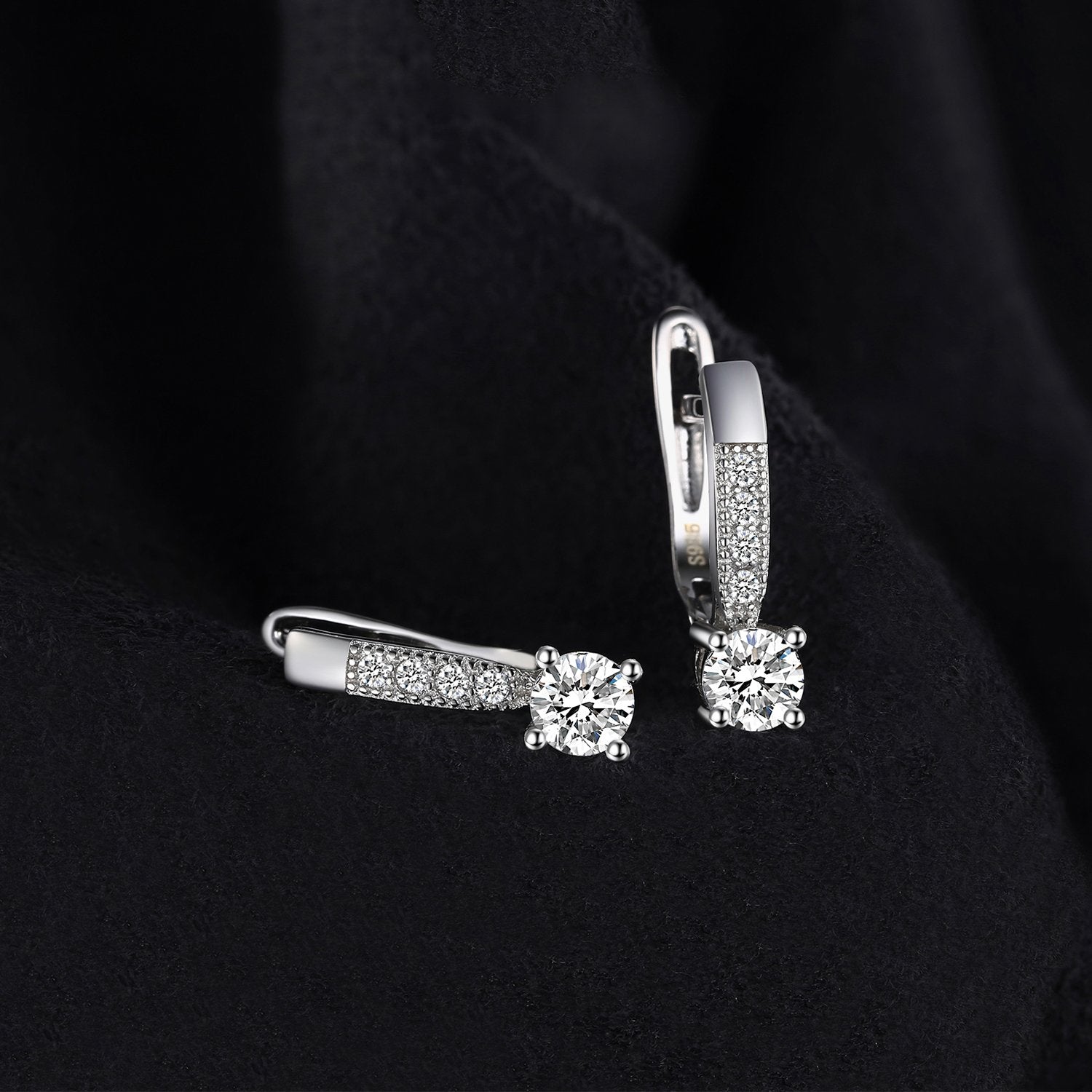 JewelryPalace 1ct Cubic Zirconia Huggie Hoop Earrings for Women, CZ Round Cut