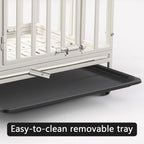 24 Inch Heavy Duty Dog Crate Cage Escape Proof Steel Kennel for High Anxiety Dogs with Sturdy Locks and Removable Tray, Small Dog Crate, White