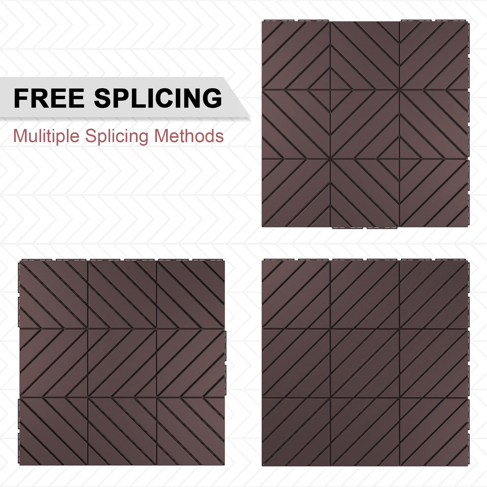VANCASTLE 36 Pack Interlocking Deck Tiles, 12"x12" Patio Pavers, Heavy Duty