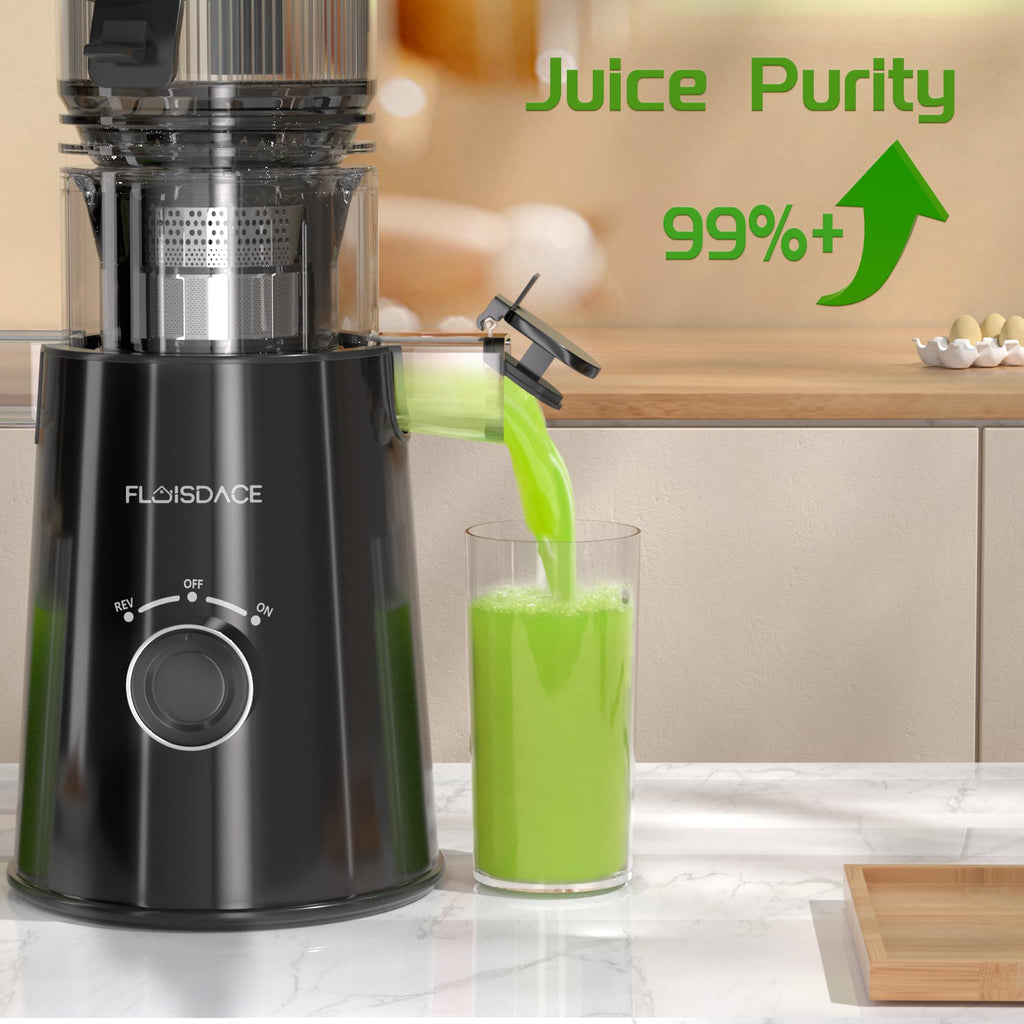 Cold Press Juicer Slow Masticating 5" Wide Chute 1.5L Stainless Steel Black