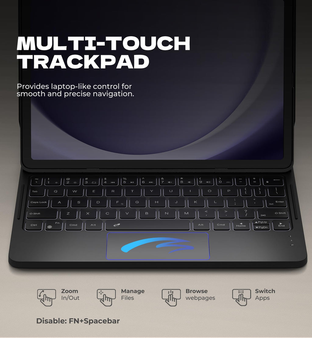 Dexnor for Samsung Galaxy Tab A9+ Plus Case with Keyboard, Ultra-Light Magnetic
