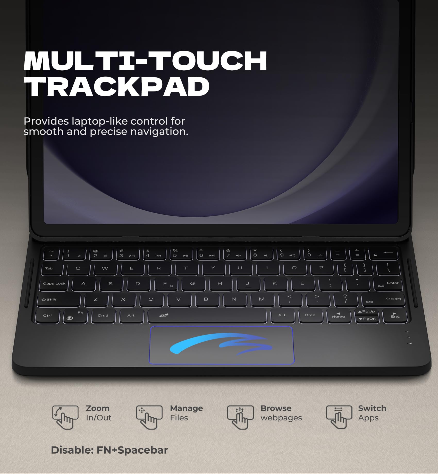 Dexnor for Samsung Galaxy Tab A9+ Plus Case with Keyboard, Ultra-Light Magnetic