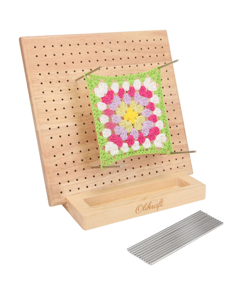 Olikraft 9.5" Crochet Blocking Board with Pegs 15 Pins - Granny Square Blocking