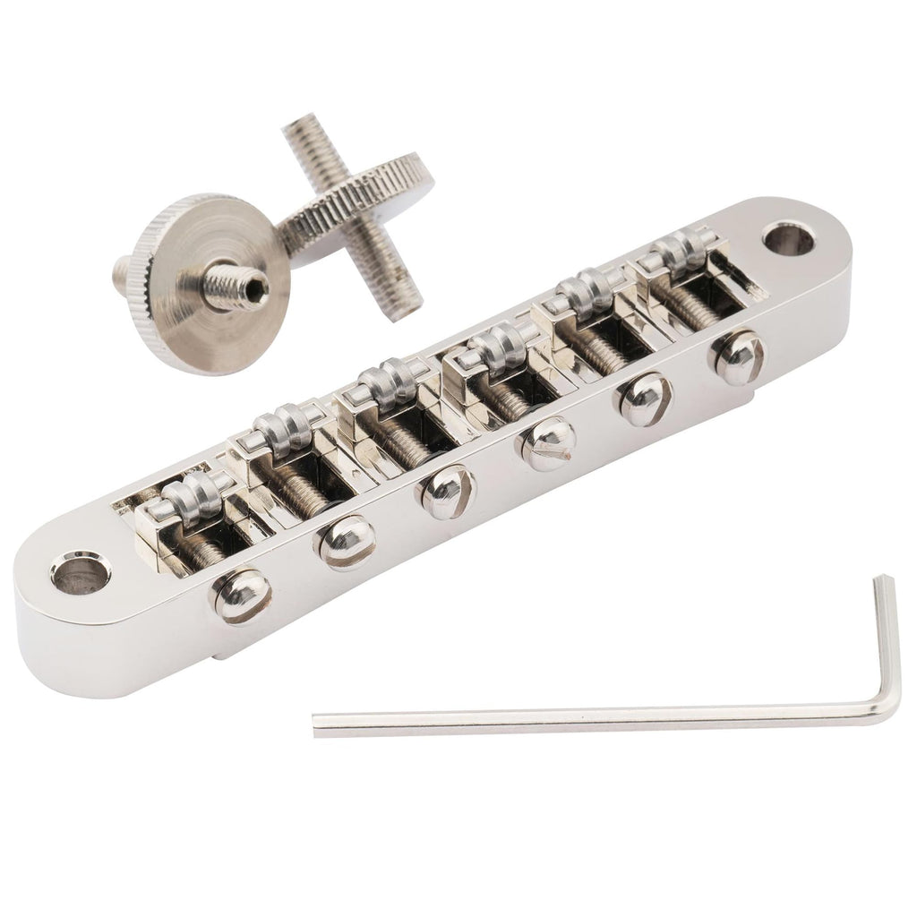 Musiclily Pro 10.4mm Guitar Roller Saddle Bridge ABR Tune-O-Matic Bridge With M4 Post for Les Paul SG Style Electric Guitar Replacement, Nickel