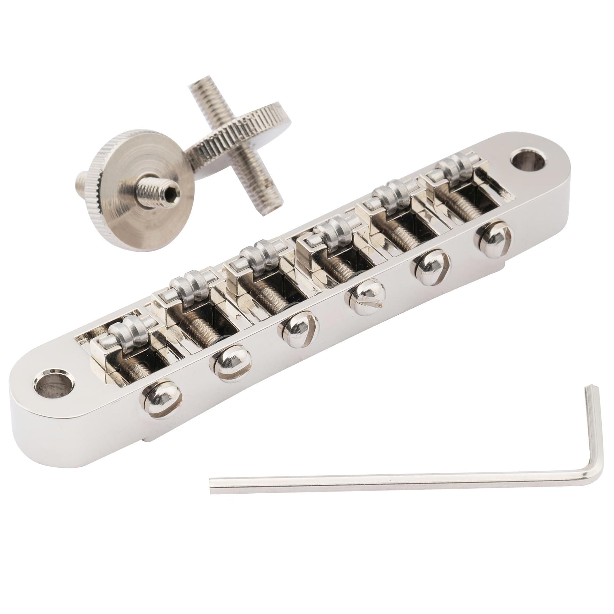 Musiclily Pro 10.4mm Guitar Roller Saddle Bridge ABR Tune-O-Matic Bridge With M4 Post for Les Paul SG Style Electric Guitar Replacement, Nickel