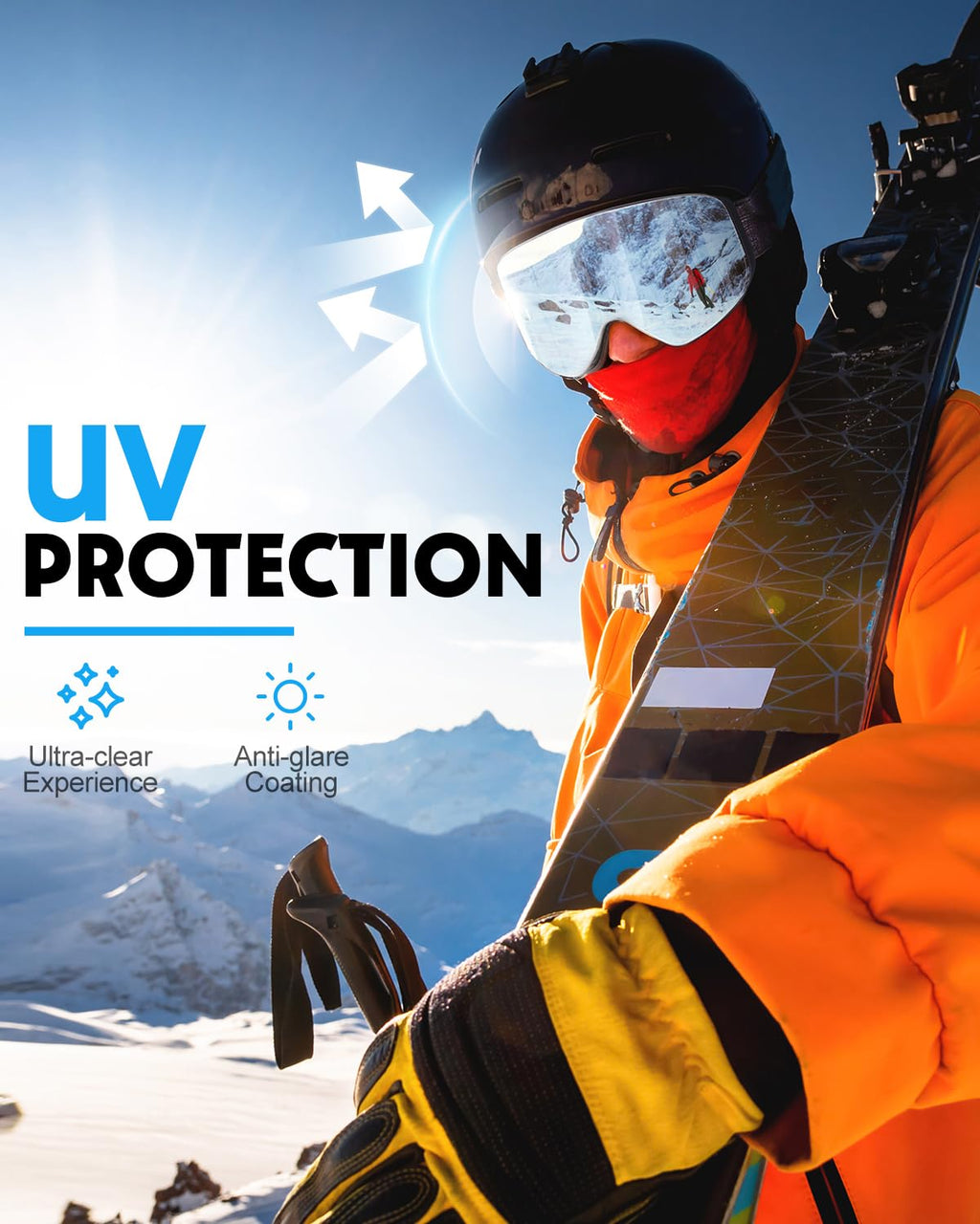 Snowalva Ski Goggles, Snowboard Goggles with 2 UV400 Anti-Fog Detachable Magnet