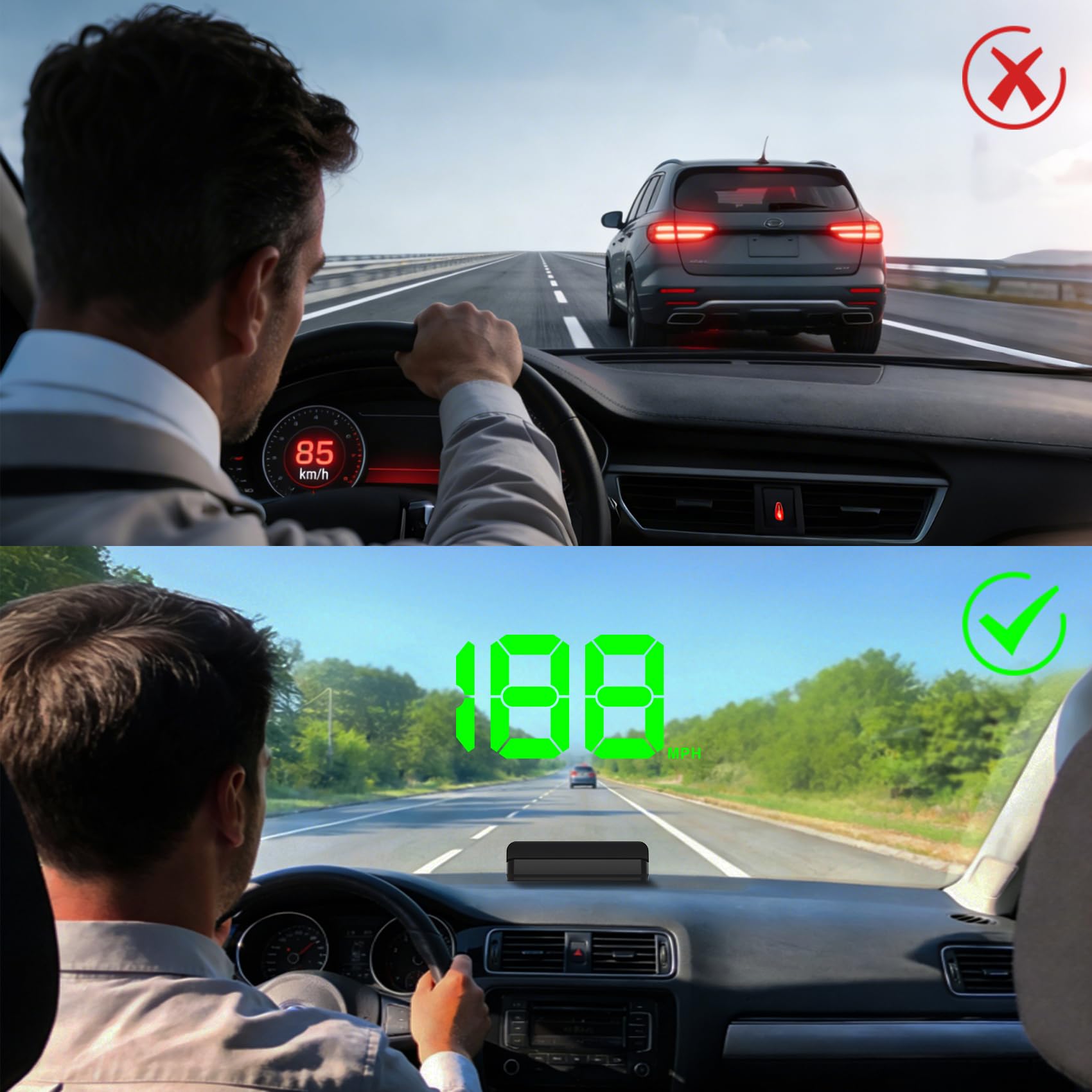 KUOWEIHUD Heads up Display for Cars,Car HUD,Head up Display for Car,Digital GPS