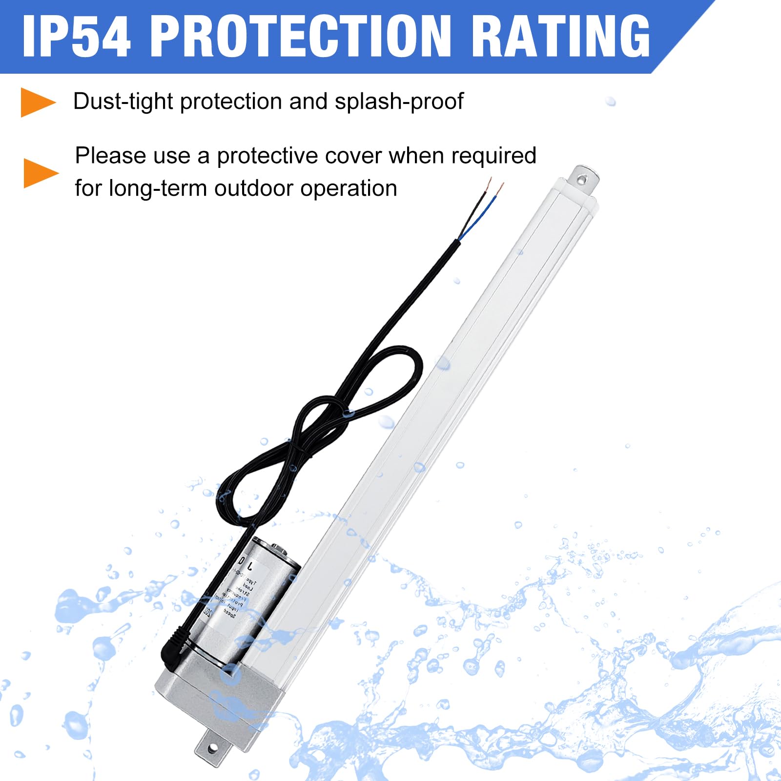 JQDML 12V High Speed Linear Actuator - 28 Inch Stroke, 66lbs/300N, 1.77"/s