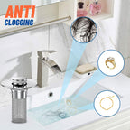 Vakabiu 2024 New Pop Up Bathroom Sink Drain Strainer Hair Catcher, Sink Drain