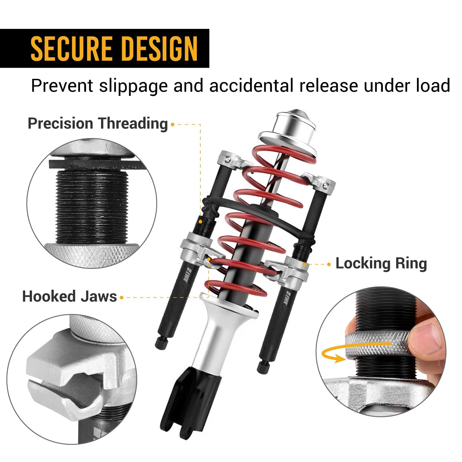 EWK Coil Spring Compressor Tool Set, 3 pcs Heavy Duty Macpherson Strut Spring