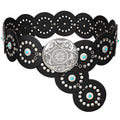 XZQTIVE Western PU Leather Belts for Woman Concho Cowgirl Cowboy Disc Belt for