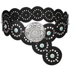 XZQTIVE Western PU Leather Belts for Woman Concho Cowgirl Cowboy Disc Belt for
