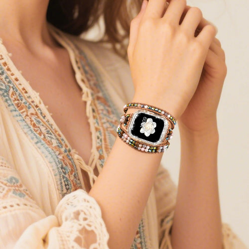 Boho Beaded Bracelets Watch Band Women and Case Compatible with Apple Watch Band