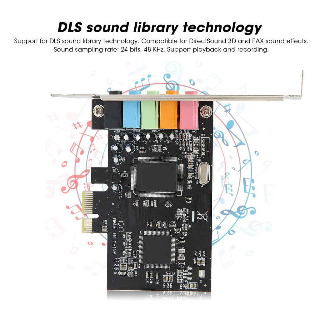 PUSOKEI PCIE Sound Card, 6channel Stereo Desktop Sound Card, 3D Stereo PCIe