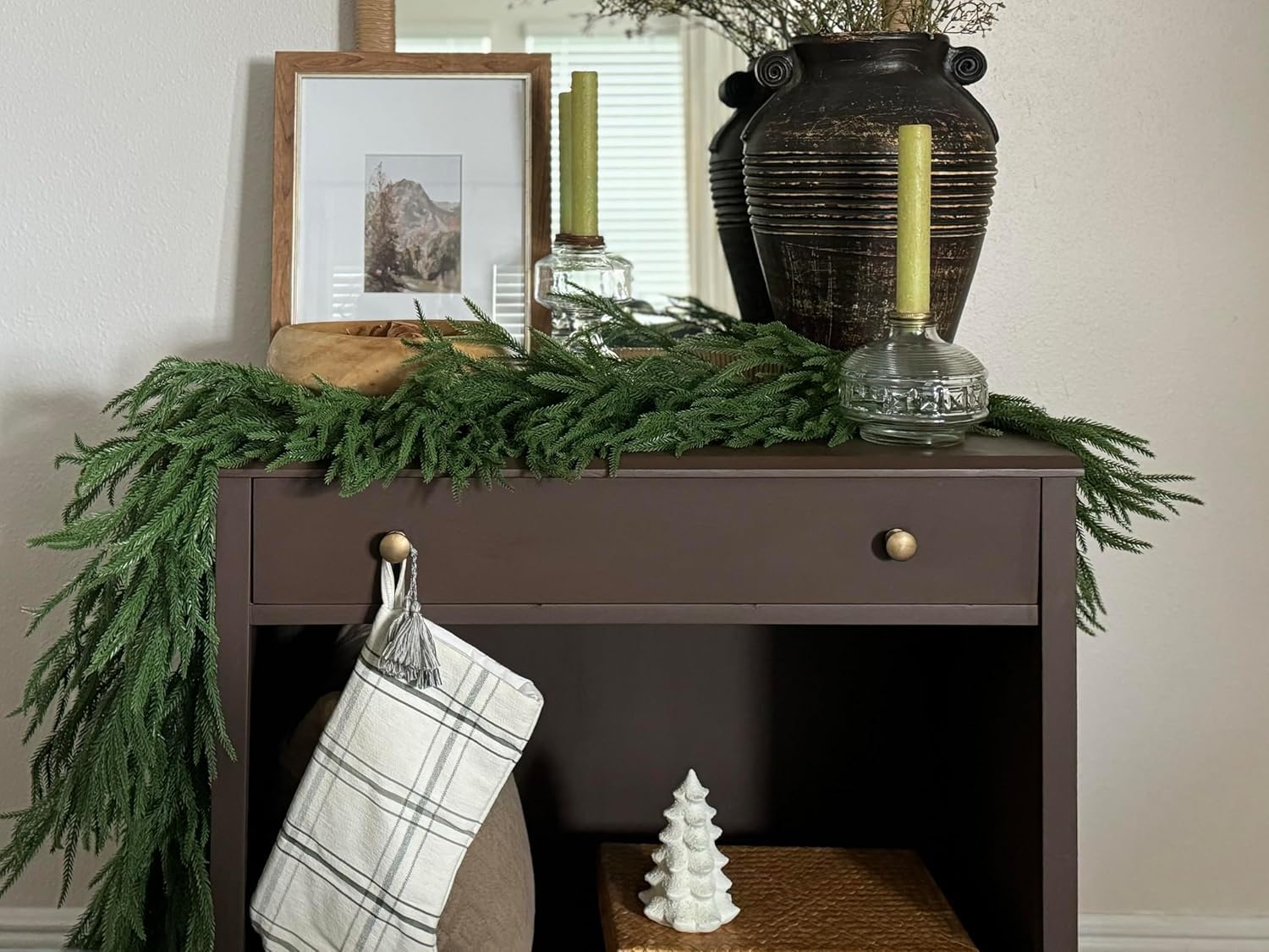 9FT Artificial Christmas Garland Real Touch Pine Greenery Indoor Outdoor Decor