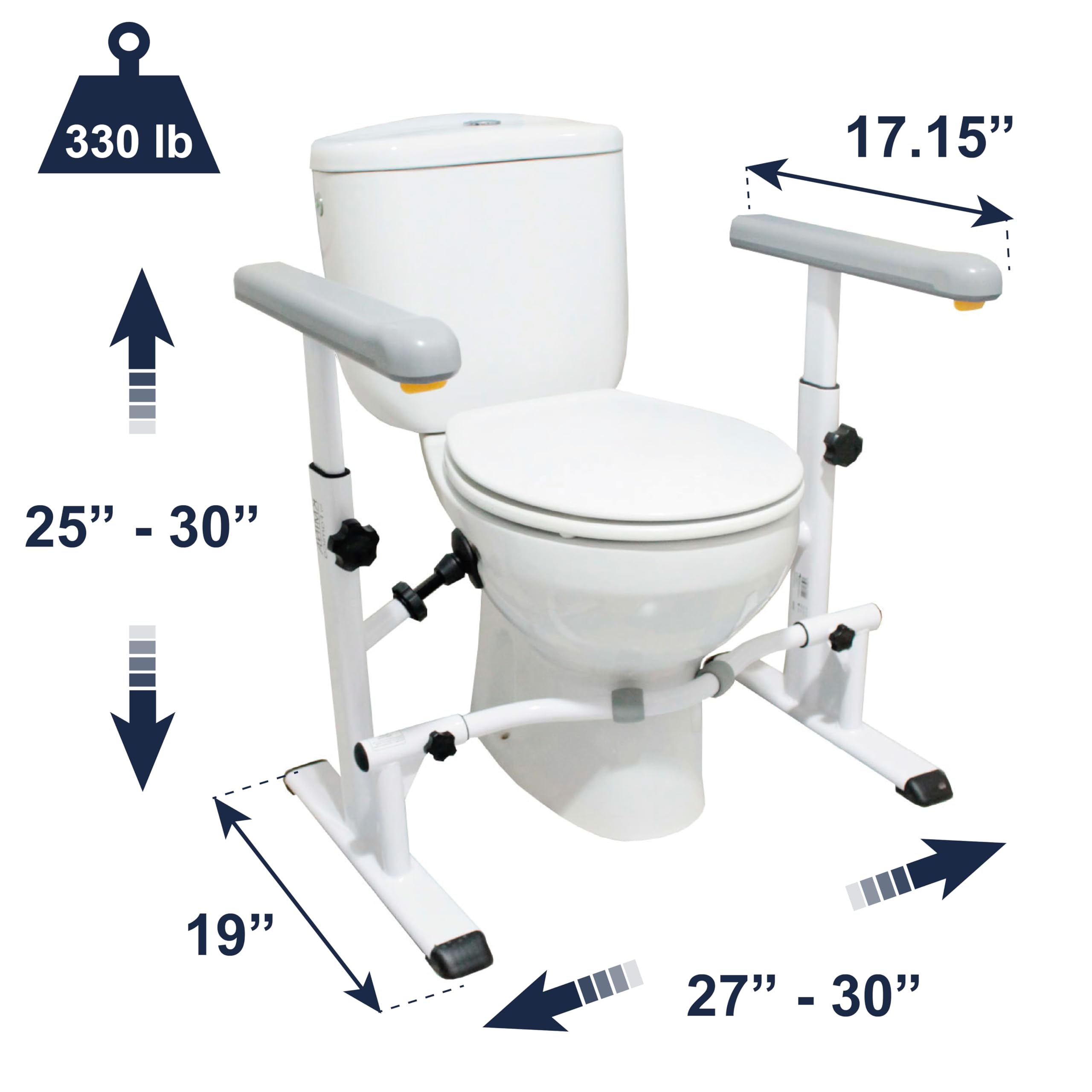 KMINA - Toilet Safety Rails for Seniors (330 lbs) Toilet Safety Frame