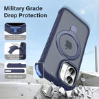 Lufanbis Designed for iPhone 17 Case with Magnetic Stand, [Military Drop Protection][Great Grip Feeling] Matte Translucent Back Slim Shockproof Phone Cover for iPhone 17 6.3", Blue