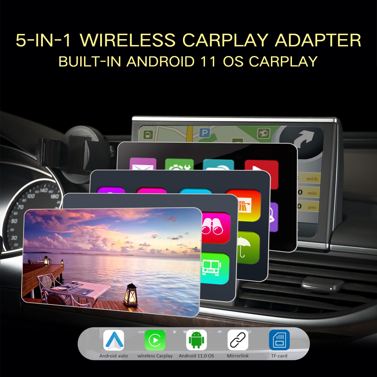 Wireless Carplay Adapter, 4 in 1 Wireless Android Auto Adapter Compatible with