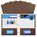 Better Office Products Brown Paper 2 Pocket Folders with Prongs, Matte Texture,
