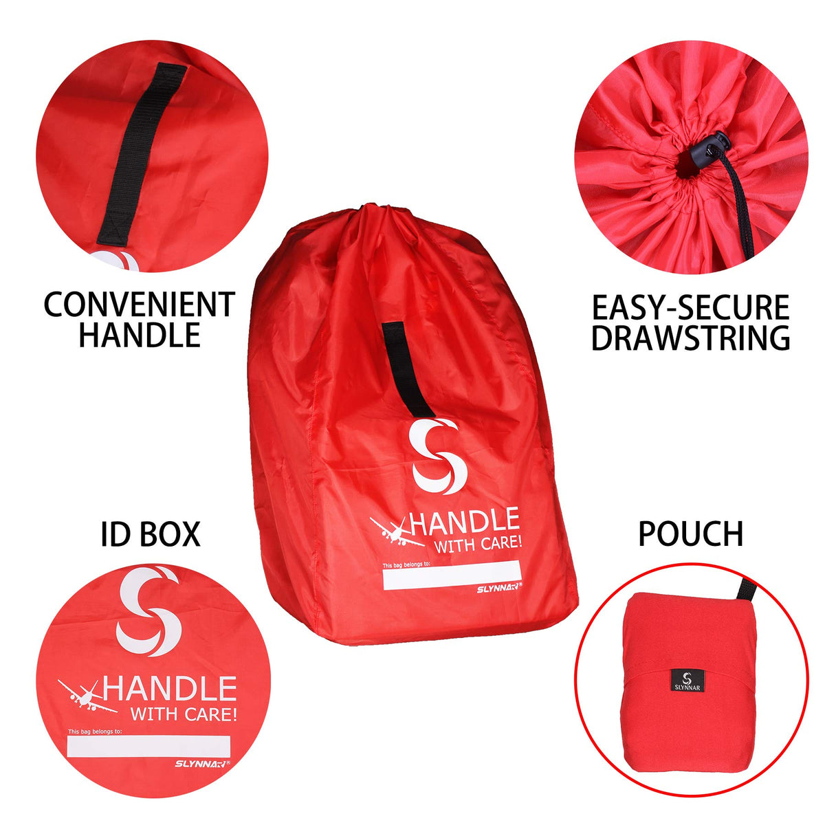 SLYNNAR Car Seat Travel Bag for Airplane - Fits Convertible Car Seats, Infant