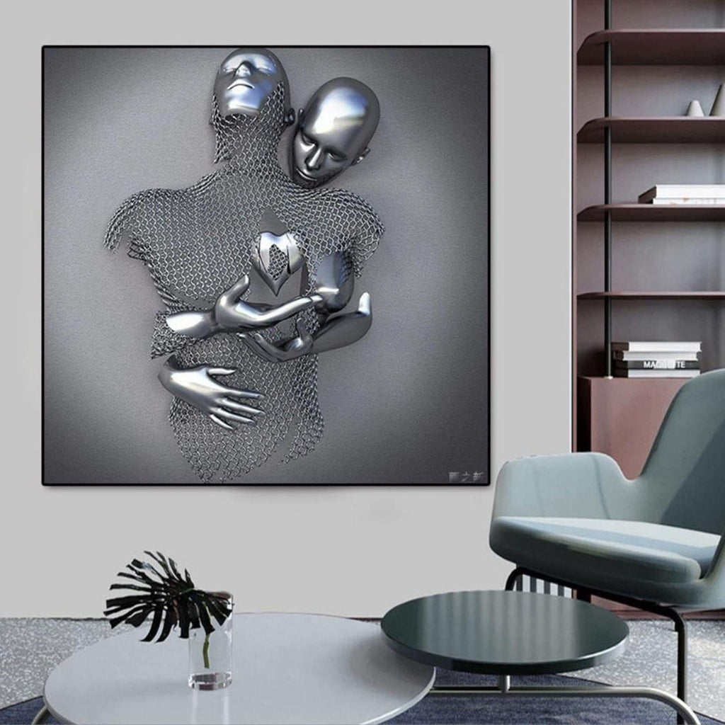 SINYUIF Love Heart 3D Effect Wall Art decor Abstract Metal Figure Sculpture