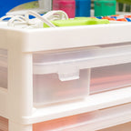 IRIS USA 5 Drawers Scrapbook Plastic Rolling Storage Cart with Organizer Top