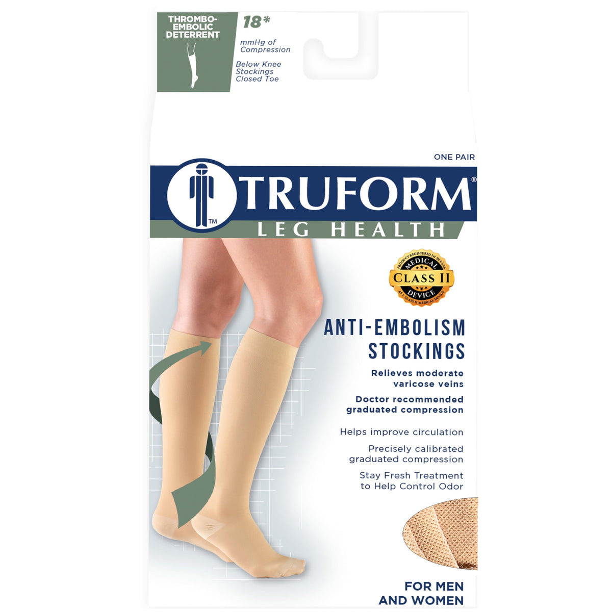 Size Large Short Truform Compression Stockings Knee High 18mmHg Beige
