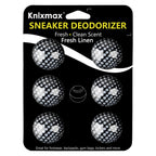 Knixmax Sneaker Deodorizer Shoe Freshener Balls, Odor Eaters for Shoes Boots Mules, Smell Eliminator Ball for Gym Gear Bags and Lockers, Fresh Linen Scent, Pack of 6, Black White